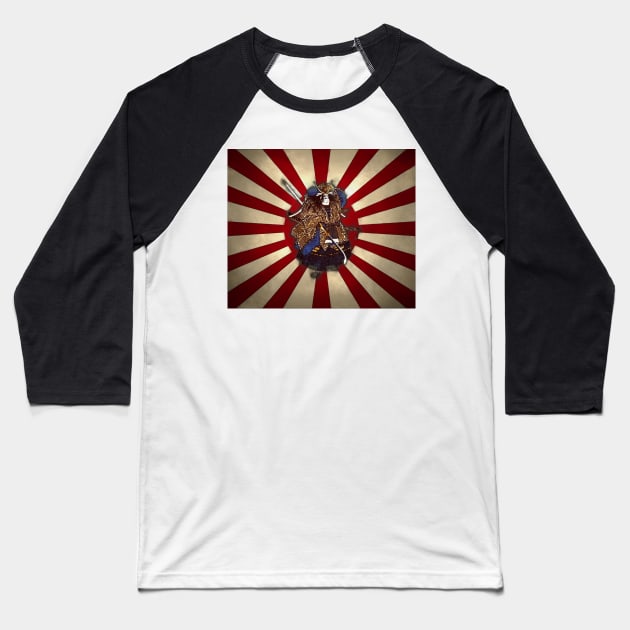 Naginita Samurai over Rising Sun Japan Flag Baseball T-Shirt by SolarCross
